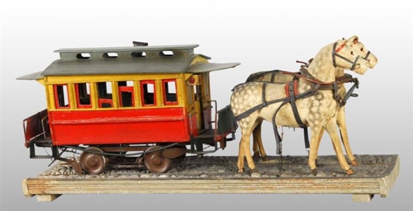 WOODEN HAND-CARVED OMNIBUS HORSE-DRAWN MODEL.     
