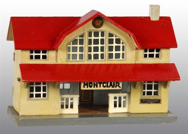 WOODEN HAND-PAINTED PASSENGER TRAIN STATION.      