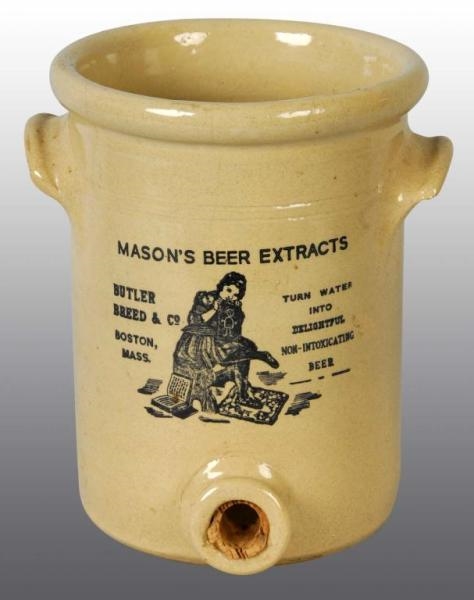 STONEWARE MASONS BEER EXTRACTS CROCK WITH SPIGOT 