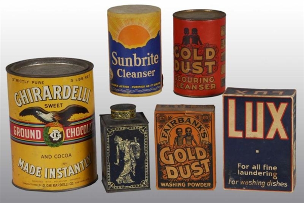 LOT OF 6: ADVERTISING TINS & BOXES.               