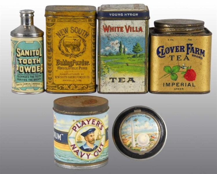 LOT OF 6: PRODUCT TINS.                           