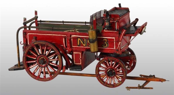 WOODEN NO. 3 HORSE-DRAWN FIRE ENGINE MODEL.       