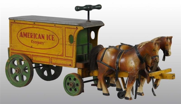WOODEN JACRIN ICE WAGON HORSE-DRAWN TOY.          