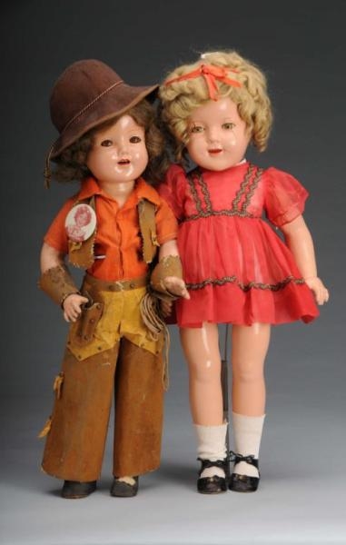 LOT OF 2: LARGE ALL-COMPOSITION DOLLS.            