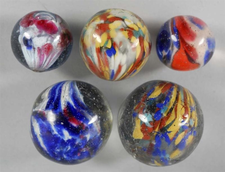 LOT OF 5: END-OF-DAY MARBLES.                     