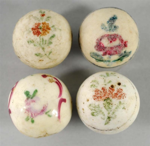 LOT OF 4: CHINA ROSE MARBLES.                     