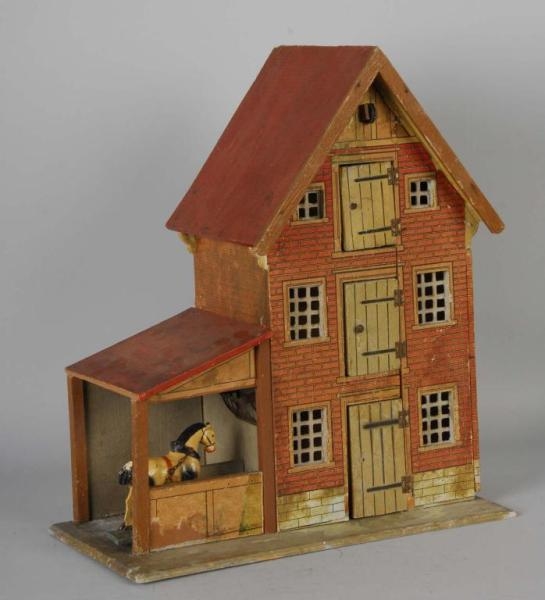 WOODEN STABLE TOY.                                