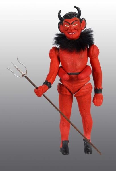 GERMAN HALLOWEEN JOINTED DEVIL CANDY CONTAINER.   