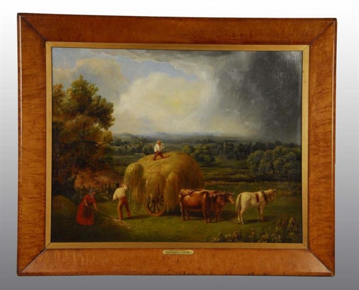 THE HAY CART OIL ON CANVAS PAINTING BY GERRY.     