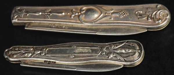 LOT OF 2: ANTIQUE STERLING SILVER PEN KNIVES.     