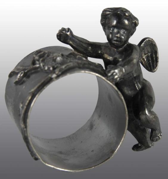 CHERUB WITH WINGS FIGURAL NAPKIN RING.            