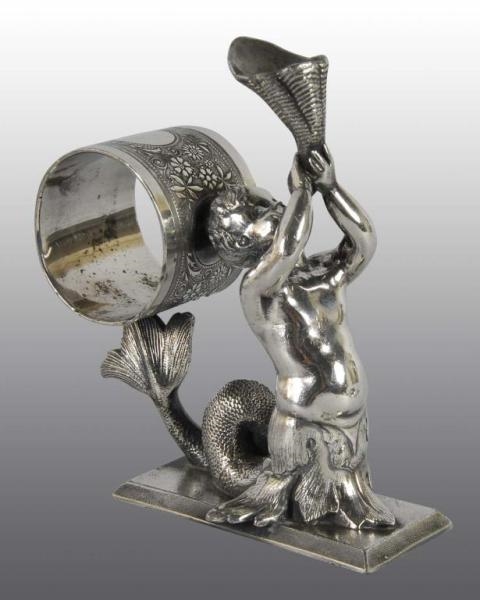 TRITON BLOWING SHELL HORN FIGURAL NAPKIN RING.    