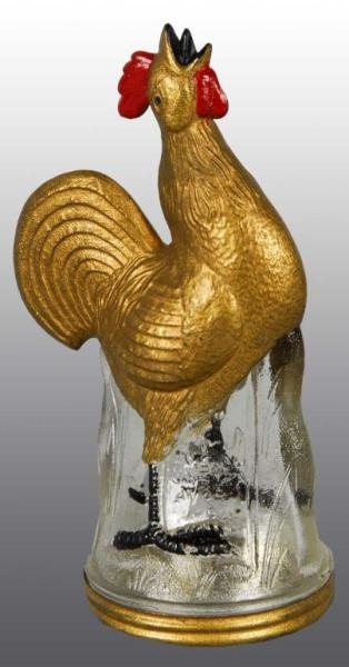 GLASS ROOSTER CANDY CONTAINER.                    