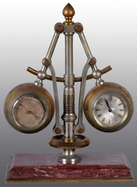 INDUSTRIAL FLYBALL GOVERNOR CLOCK & BAROMETER.    