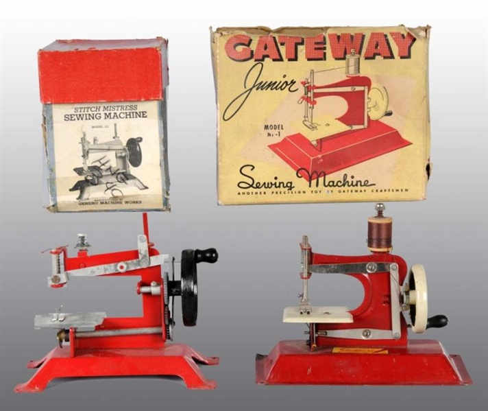 LOT OF 2: METAL CHILDS TOY SEWING MACHINES.      