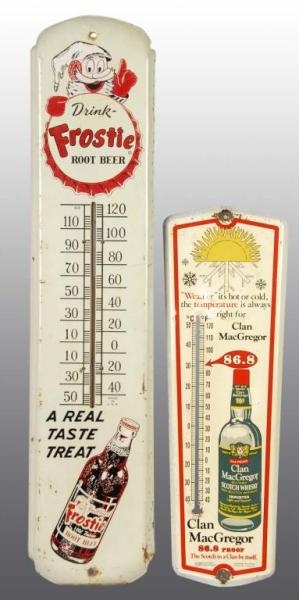 LOT OF 2: METAL DRINK THERMOMETERS.               