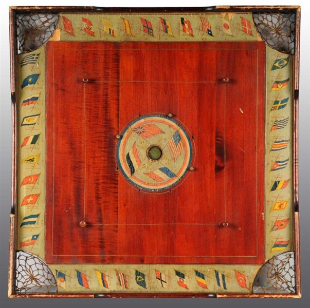 EARLY WOODEN TWO-SIDED GAME BOARD.                