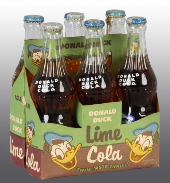 CARDBOARD DONALD DUCK LIME COLA 6-PACK CARRIER.   