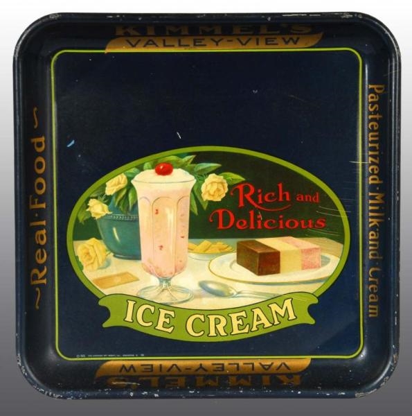 TIN LITHO KIMMELS ICE CREAM SERVING TRAY.        