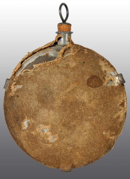 CLOTH-COVERED CANTEEN WITH CORK TOP.              