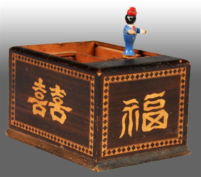 WOODEN ROLL UP CIGAR CASE WITH CHINESE CHARACTERS 