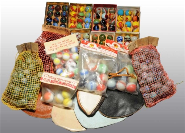 LARGE LOT OF BAGGED & BOXED MARBLES.              