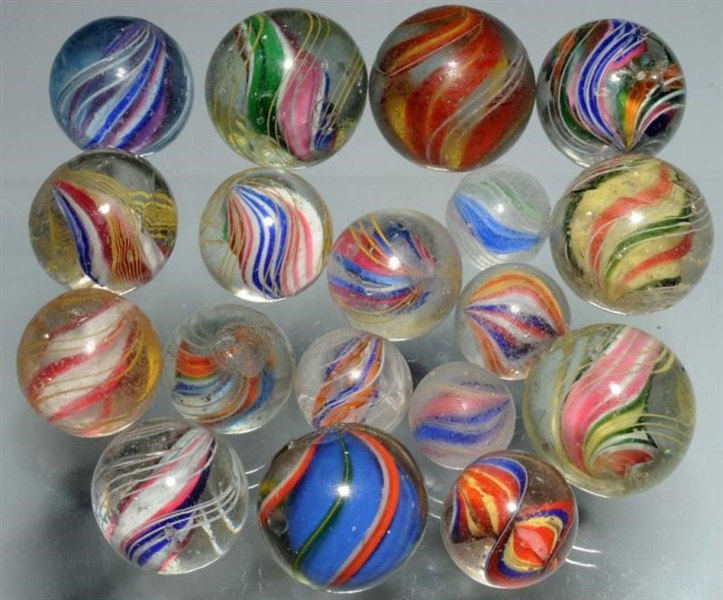 LOT OF 18: ASSORTED HANDMADE MARBLES.             