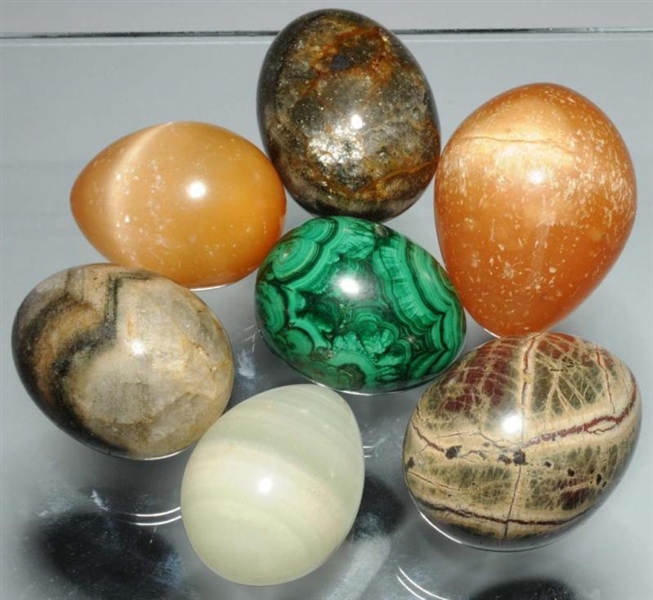 LOT OF 7: ASSORTED MARBLE EGGS.                   