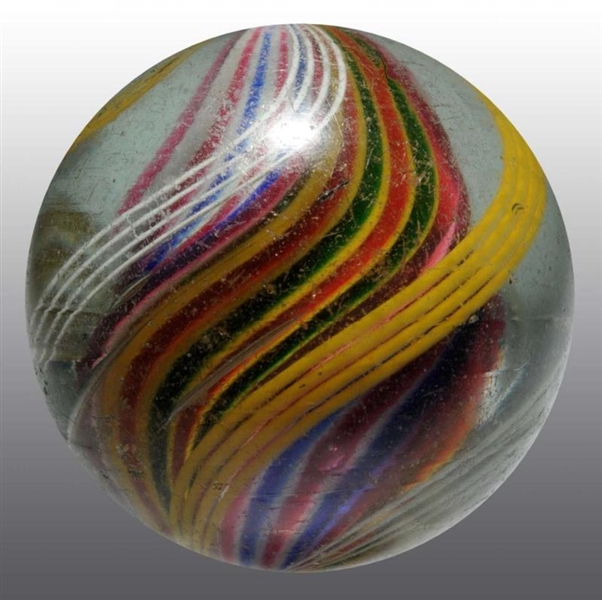 FACETED PONTIL DIVIDED-CORE RIBBON MARBLE.        