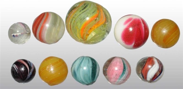 LOT OF 10: ASSORTED HANDMADE MARBLES.             