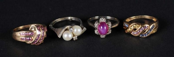 LOT OF 4: RINGS WITH GEMSTONES.                   