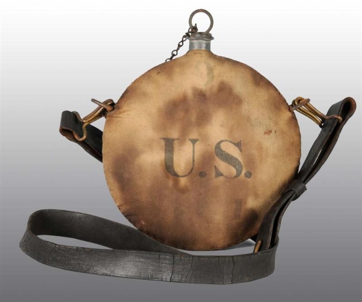 CLOTH-COVERED SPANISH AMERICAN WAR CANTEEN.       