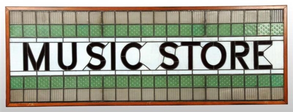 LEADED & STAINED GLASS MUSIC STORE WINDOW.        