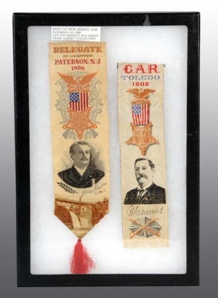 LOT OF 2: GAR RIBBONS WITH PORTRAITS.             