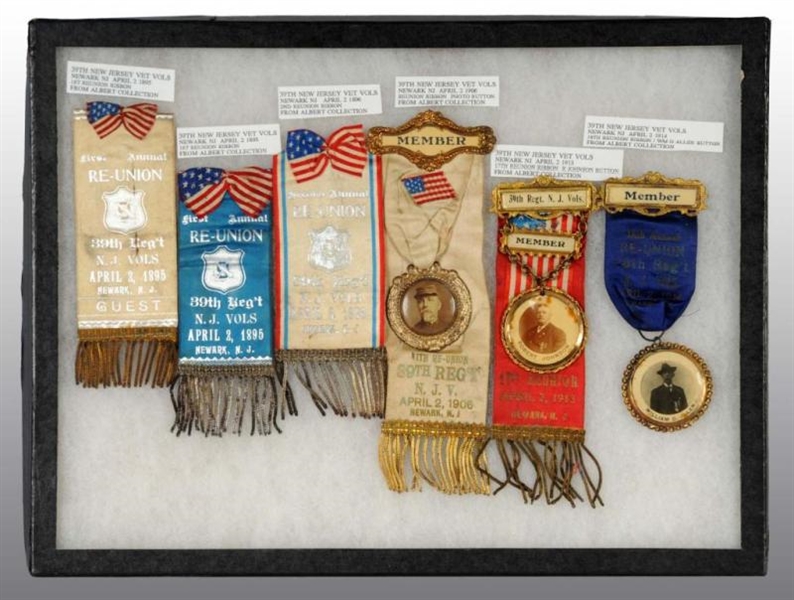 LARGE GROUP OF 39TH NEW JERSEY VETERANS RIBBONS.  