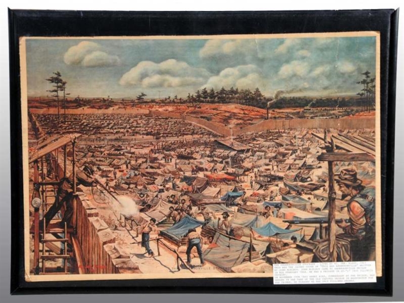 ANDERSONVILLE STOCKADE COLOR LITHOGRAPH BY KLAPP. 