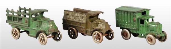 LOT OF 3: CAST IRON TRUCK TOYS.                   
