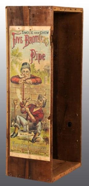WOODEN FIVE BROTHERS PIPE TOBACCO BOX CRATE.      