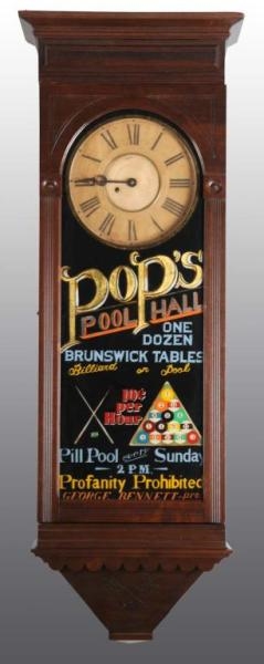 POPS POOL HALL ADVERTISING WALL CLOCK.           