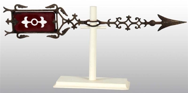 ANTIQUE WROUGHT IRON WEATHERVANE WITH RUBY GLASS. 