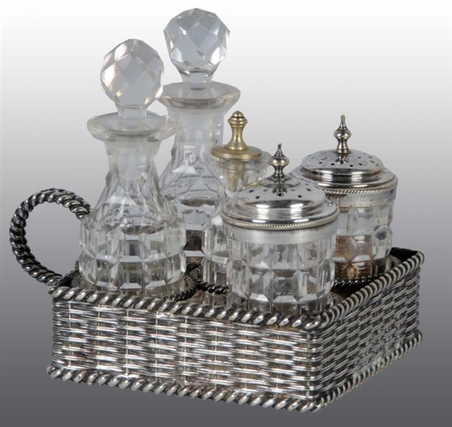STERLING SILVER CONDIMENT TRAY SET.               