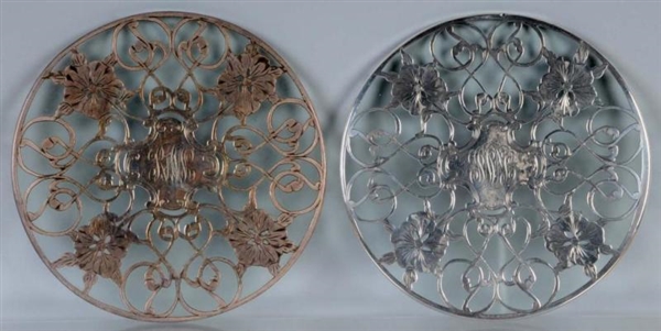 LOT OF 2: SILVER OVERLAY HOT PLATES.              
