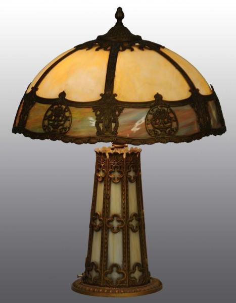 VICTORIAN SLAG GLASS LAMP.                        