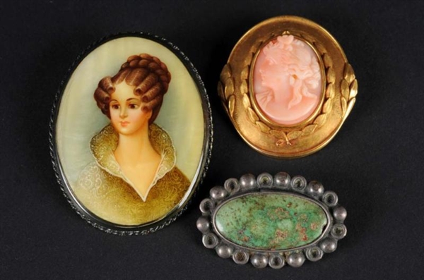 LOT OF 3: VICTORIAN PINS.                         