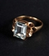 VICTORIAN 10K GOLD RING WITH LARGE AQUAMARINE.    