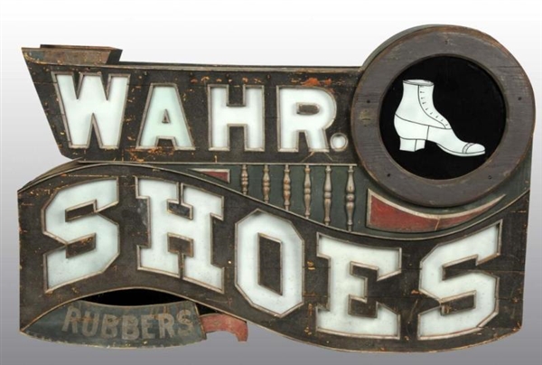LARGE WAHR SHOE STORE CO. ADVERTISING SIGN.       