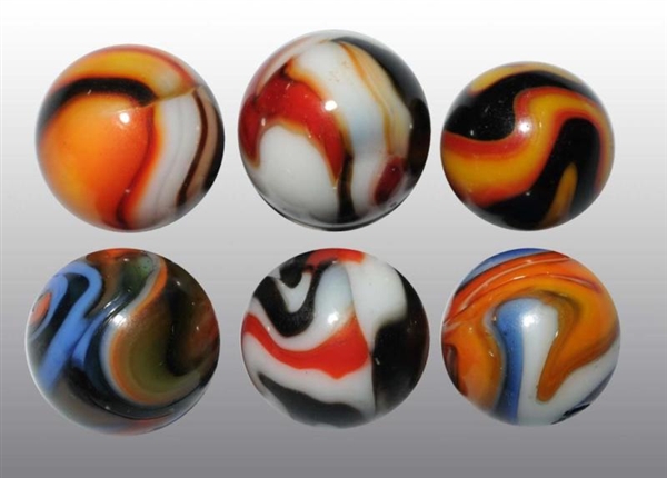 LOT OF 6: ASSORTED PELTIER MARBLES.               