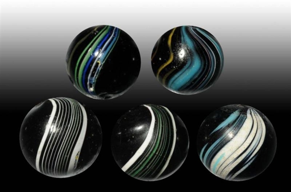 LOT OF 5: INDIAN SWIRL MARBLES.                   