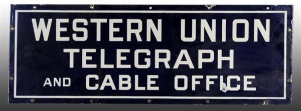 PORCELAIN WESTERN UNION TELEGRAPH & CABLE SIGN.   