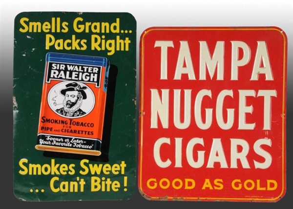 LOT OF 2: TIN SIGNS FOR CIGARS.                   